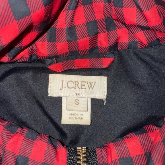 J. Crew Excursion Quilted Puffer Christmas Vest Size Small Black and Red Plaid - Picture 7 of 11